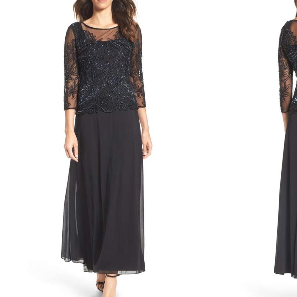 Pisarro nights embellished Mesh Gown
